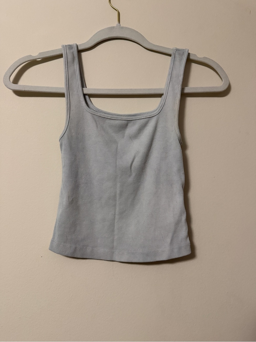 Old Navy Light Gray Ribbed Square-Neck Tank